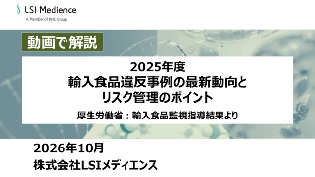 2025年度 輸入食品違反事例の最新動向とリスク管理のポイント　厚生労働省：輸入食品監視指導結果より