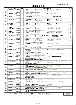 環境衛生評価（例1：チェックリスト）